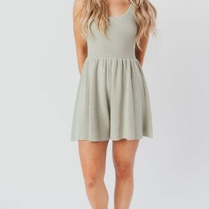 NWOT Mable Sage Green Sleeveless Knit Romper- L